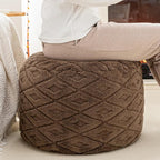 Round Pouf Ottoman 20 x 20 x 14 Inches Boho Poof Home Decor Floor Pouffe Ottoman Foot Rest for Couch Sofa Bean Bag Chairs Living Room Bedroom (Dark Coffee)