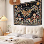 Accnicc Boho Butterfly Tapestry Mushroom Sun and Moon Hippie Wall Tapestry for Bedroom Aesthetic Vintage Floral Plant Small Tapestries Wall Hanging for Dorm Living Room Decor 48 x 36 Inch
