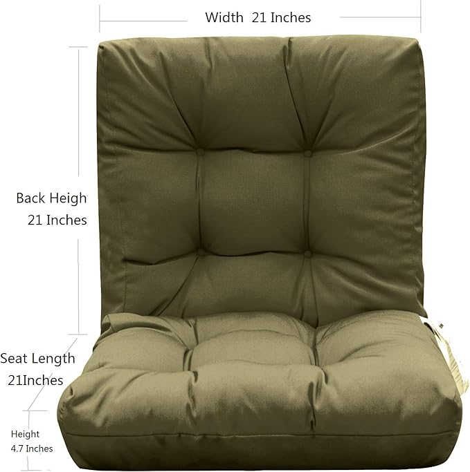 QILLOWAY Outdoor Seat/Back Chair Cushion Tufted Pillow, Spring/Summer Seasonal Replacement Cushions - Set of 2 (Sage)