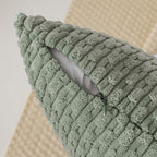 Kevin Textile 14x20 Inch Pillow Cover 1 Pack Boho Decorative Soft Striped Corduroy Lumbar Farmhouse Color Accent Rectangle Cushion Case for Living Room Couch Sofa Bed, Greyish Green