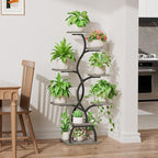 Plant Stand Indoor with Grow Light - 8 Tiered Plant Shelf Indoor, Corner Plant Stand, 49" Tall Plant Shelf with Lights for Indoor Growing, Lighted Flower Holder for Living Room, Balcony (Gray)