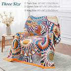 Boho Throw Blanket for Bed-100% Cotton Soft Breathable Farmhouse Decor Boho Quilt for Sofa (Colorful Sun, 60"x80")