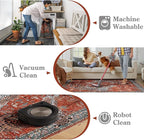 Moynesa Leopard Washable Rugs, 8x10 Area Rugs for Living Room, Soft Large Vintage 8x10 Bedroom Rug, Botanical Non Slip Ultra Thin Floor Carpet for Dining Room Home Office, Rust