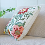 vctops Floral Embroidered Pillow Covers 18x18 Inch Spring Summer Cotton Tufted Throw Pillow Cover Outdoor Garden Cushion Case for Sofa, Bed, Living Room (Flower D,18"x18")