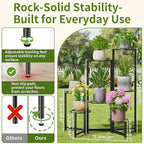 Corner Shelf Patio 7 Tier Metal Plant Stand Indoor Outdoor Tall Metal Flower Pot Stands for Multiple Plants Heavy Duty Plant Shelf Black Kite