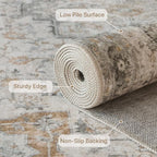 GENIMO Area Rug 20x32 inch Doormat, Machine Washable Low Pile Rugs, Small Retro Chenille Entryway Mat for Entrance, Hallway, Kitchen and Corridor, Light Taupe Brown