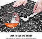 VEVOR Interlocking Tile 55PCS Black, Drainage Tiles 12" x 12" Splicing, Soft PVC Interlocking Drainage Floor Tiles, Non-Slip Drainage Holes for Restroom, Bathroom, Kitchen, Pool, Wet Areas