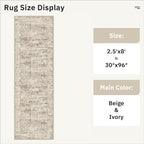 Washable Runner Rug, 2'6" x 8' Non-Slip Kitchen Vintage Foldable Hallway Runners for Entryway, Laundry, Bedroom, Brown