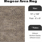 HUGEAR Area Rug 6x9 Retro Brown Machine Washable Living Room Rugs Distressed Vintage Floral Vacuumable Low Pile Carpet Bedroom Office Dining Room Laundry Room Non Slip Soft Lightweight