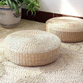 Japanese Style Handcrafted Eco-Friendly Padded Knitted Straw Flat Seat Cushion,Hand Woven Tatami Floor Cushion Corn Maize Husk (Dia40cm/15.8" x 10cm/4")