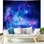 Apdidl Galaxy Space Backdrop Tapestry for Bedroom Aesthetic, Blue Purple Night Starry Sky Stars Universe Ceiling Tapestry, Mysterious Nebula Wall Hanging Room Decor for Living Room Dorm 51'' x 60''