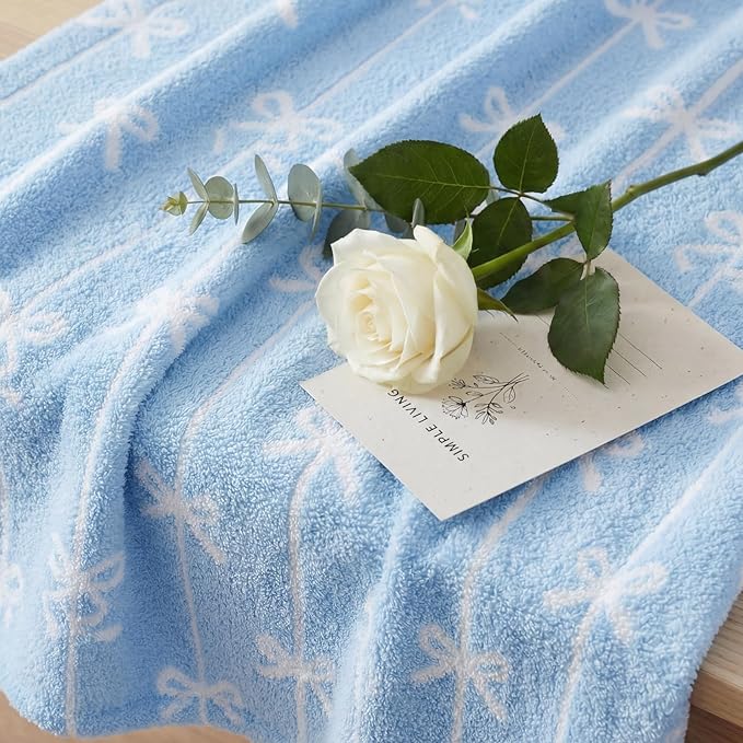 WRENSONGE Throw Blanket Vertical Stripes Bowknot Blue Soft Cozy Fluffy Warm Throw for Couch Sofa Bed Camping Picnic Travel Lightweight - 50"*60"