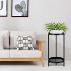 Plant Stand indoor outdoor - 2 Tier black Tall Metal Flower Pot Holder Potted Display Rack - Heavy Duty Corner Plant Shelf for Patio Garden Balcony Living Room Bedroom