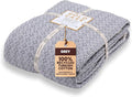 Gold Case Throw Blanket for Bed - 100% Recycled Turkish Cotton Blanket - Retro Lightweight Soft Throw Blankets for Bed & Living Room - Twin Size Cozy Blankets - 71x90 - Grey