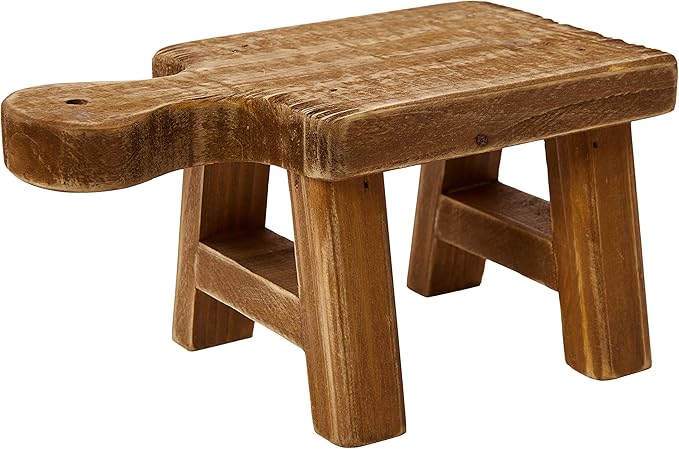 Creative Co-Op Small Wood Pedestal with Handle