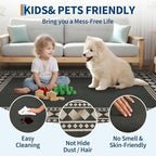 GarveeHome Easy Jute Rug 8x10 Washable Jute Rugs for Living Room, Non-Slip Outdoor Rug for Patio, Modern Indoor Solid Bordered Rugs for Dining Room Table Bedroom Patio Farmhouse, Black