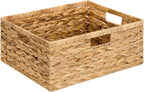 GRANNY SAYS Wicker Storage Baskets for Shelves, Water Hyacinth Wicker Basket, Large Woven Baskets for Storage, Rectangular Shelf Baskets with Handles for Pantry Shelves,1-Pack