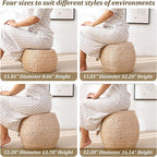 Round Straw Seat Cushion, Tatami Floor Pillow Sitting Cushion, Breathable Round Braided Woven Pouf Ottoman Footstool for Yoga, Meditation, Living Room, Porch (11.81" Dia. x 8.66" H)