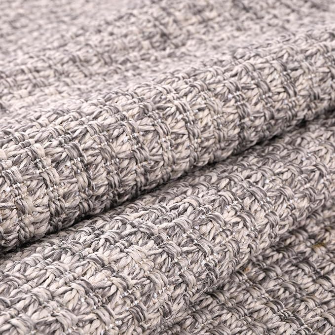 Easy Jute Runner Rug 2x7 Indoor Outdoor Natural Rugs Solid Fiber Rug Woven Area Rug Boho Easy Clean Inside Carpet for Living Room Bedroom Dining Room Hallway or Outdoor Patio Porch (2 X 7 Silver)