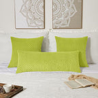 Kevin Textile 14x36 Inch Long Lumbar 1 Pack Boho Decorative Throw Pillow Cover Soft Striped Corduroy Rectangle Cushion Case Farmhouse Accent for Living Room Couch Sofa Bed, Spring Green
