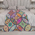 Boho Floral Throw Blanket Bohemian Colorful Mandala Flowers Print Theme Blanket for Sofa Bed Couch Chair Or Dorm 50"x60"