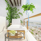 XXXFLOWER 3 Pack Macrame Plant Hanger Indoor Set with Hooks Handmade Woven Cotton Rope Flower Pot Crochet Plant Holder Stand Boho Plant Decor Hanging Planter Baskets Set of 3 with Beads Blue