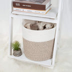 MINTWOOD Design 11 x 11 Inches Cotton Rope Basket for Flower Pot and Indoor Floor Planters, Decorative Round Woven Plant Pot Basket, Planter Covers, Small Dog Toy Storage Baskets, Light Brown