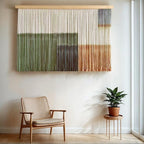 laddawan Extra Large Macrame Wall Hanging Dip-Dyed Tapestry Modern Wooden Home Wall Art for Living room Boho Handmade Wall Decor for Bedroom (Green1)