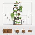 Plant Stand Indoor with Grow Lights, 63" Tall Indoor Plant Shelf, 9 Tiered Corner Plant Holder, Large Flower Display Shelf for Living Room, Bedroom, Office, Home Decor