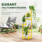 TOSKING 5 Tier Tall Plant Stand Indoor Outdoor,Anti-Tip Plant Stand indoor, Wide Base for Pots, Child and Pet Friendly,Heavy Duty Corner Shelf for Plants & Decor, Space Saving ,Tiered Metal Flower Pot Stand for Balcony, Garden, Living Room, Patio (Yell...