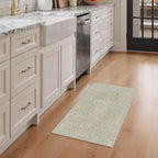 GENIMO 2x3 Indoor Doormat, Washable Non-Slip Vintage Floral Low Pile Door Mat for Entryway Front Door Kitchen Bathroom, Stain Resistant Small Throw Rug Runner (Beige)