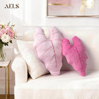 AELS Set of 2 3D Leaves Decorative Valentine Throw Pillows, 23.6" & 18.8" Philodendron Gloriosum Plush Pillow Set for Plant Lovers Garden Lovers, Living Room Bedroom Decor, Hot Pink & Pale Pink