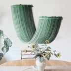 Jakalin Macrame Wall Hanging Green Yarn Wall Art Boho Decor Textile Tassel Cord Bohemian Home Decor for Home Living Room Bedroom