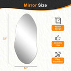 Delma Irregular Wall Mirror,32"x14" Slim Vertical Wavy Design,Frameless Decorative Mirror for Entryway,Hallway & Bathroom,Modern Boho Wall-Mounted