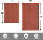 MIULEE Orange Set of 2 Waffle Bathroom Rugs, Boho Bath Rugs Non Slip Washable, Super Absorbent Bath Mats, Ultra Soft Rubber Backed Shower Mats for Bathroom Floor, Tub, 17"x24"+18"x30"
