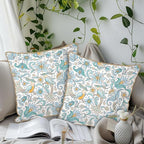 KSLIDS Vintage Floral Soft Velvet Throw Pillow Covers Set of 2 Blue Yellow Flower Birds Decorative Pillow Covers 20x20 Inch Chinoiserie Country Pillow Case for Sofa Couch Bedroom Farmhouse Home Decor