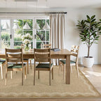 LIVEBOX Scalloped Washable Outdoor 5x7 Rug, Easy Jute Tan Rug for Living Room, Indoor Geometric Rug for Bedroom, Farmhouse Rugs Dining Room Mat Modern Carpet Area Rug for Patio Home Office Decor