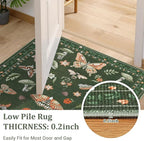 Mushroom 6x9 Area Rugs for Living Room Low-Pile Whimsical Cottage Core Insect Bug Butterfly Funky Dark Gothic Decor for Bedroom Nursery Dining Room Olive Green