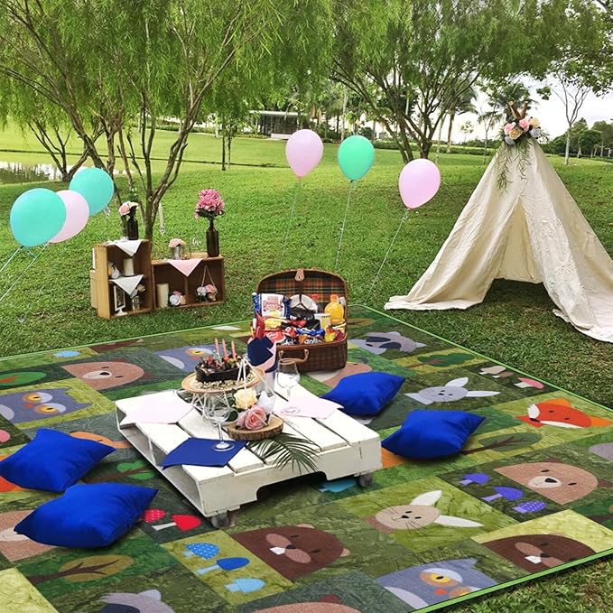 Extra Large Picnic Blankets Waterproof Foldable (60"x 80") Boho Beach Blanket Waterproof Sandproof,3-Layer Thicking Mat Outdoor Packable Camping Blanket