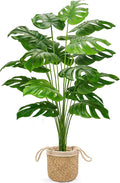 Der Rose 44" Tall Fake Plants with Straight-Woven Basket Large Artificial Monstera Plants Indoor, Easy Assembly Faux Tree for Living Room Bedroom Home Apartment Outdoor Decor