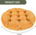 Large Floor Pillow for Adults, 22x22" Memory Foam Floor Cushion with Corduroy Cover, Round Floor Sitting Cushions for Meditation, Lounge,Seating for Yoga, Tatami Living Room (2, Round-Orange)