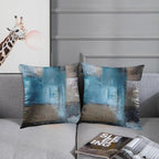 Britimes Throw Pillow Covers Modern Home Art Decor, 16 x 16 Inches Set of 2 Pillow Cases Decorative, Abstract Oil Painting Pillowcases for Bedroom, Living Room, Cushion Couch Sofa, Teal Grey