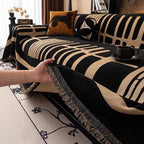 VClife Modern Couch Cover Washable Soft Couch Covers for 2 Cushion Couch Sofa, 1 PC Thick Soft Khaki Black Jacquard Sofa Cover for Sectional Couch (71"x118")