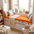 Long Floor Cushion Large Floor Cushion with Brushed Cotton 74.8 x 27.5 x 3.15 in Jumbo Lounger Pillow for Outdoor Indoor Bay Window Meditation Yoga Reading Sleeping(1 Pc,Orange)