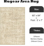 HUGEAR Area Rug 5x7 Retro Beige/Brown Machine Washable Living Room Rugs Distressed Vintage Floral Vacuumable Low Pile Carpet Bedroom Office Dining Room Laundry Room Non Slip Soft Lightweight