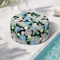 Indoor/Outdoor Inflatable Ottoman, Water Repellent Round Foot Rest Ottomans D31 x H14 inch, Portable Footstool for Patio Garden Camping or Home, Peony Garden
