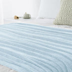 Chenille Throw Blanket for Couch 60"X 80" Twin, Soft Cozy Throws with Fringe Tassel for Bed Sofa Chair Cover, Lightweight Knitted Decorative Boho Blankets for Living Room, Light Blue