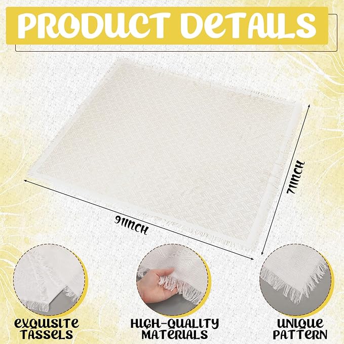 91 x 71 Extra Large Outdoor Boho Picnic Blanket with Yellow Table Runner, 6 Throw Pillow Covers 6 Napkins Woven Cotton Yarn Oversize Beach Blanket Washable Picnic Camp Wedding