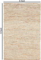 FRELISH DECOR Wool and Jute Premium Handwoven Chunky Stripes Rug - Contemporary Area Rug for Living Room Bedroom (6' x 9' - Natural Ivory)