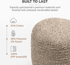 Anji Mountain Pouf Ottoman Foot Rest, Handmade Ottoman Pouf, Comfortable Foot Stool, Decorative Floor Seating for Living Room Decor, Bedroom & Home Décor Accent - Artisan Curl